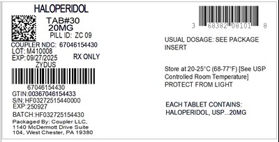Label (68382 081 01 Haloperidol 20mg 67046 1544 30)